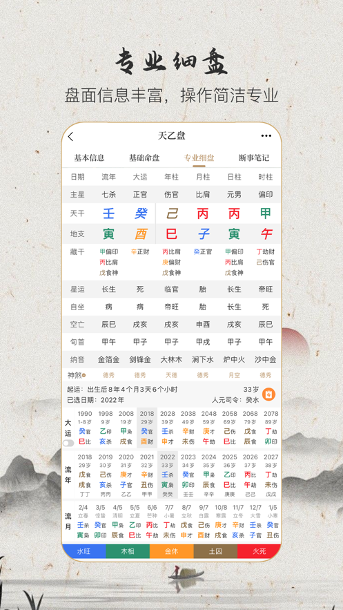 天乙八字排盘安卓版 排盘界面截图