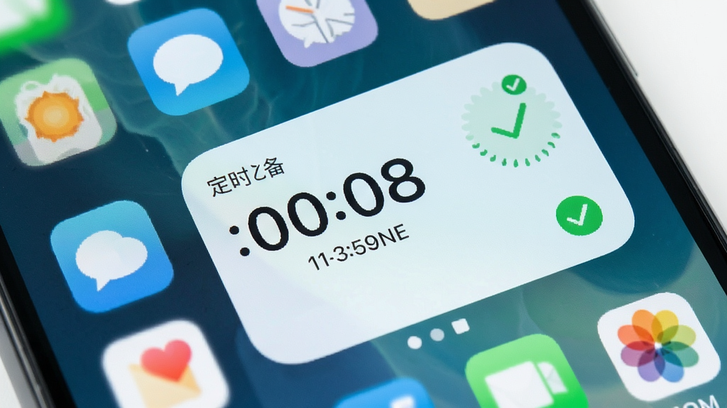主体为手机桌面展示定时备忘小组件;布局为多图标网格排列;排版紧凑;风格为清新浅色系;细节包括圆角矩形组件、倒计时数字、完成打钩动画;画质高清,干净无多余元素