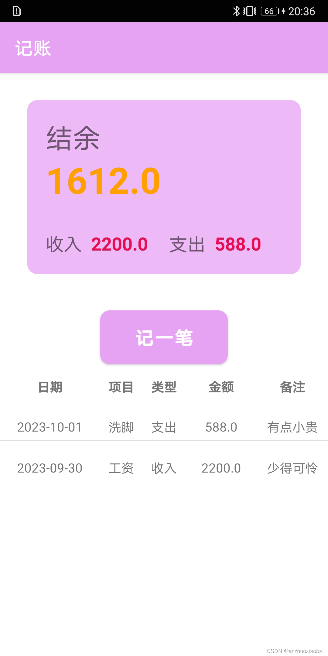 轻便记账 安卓版 统计报表 界面