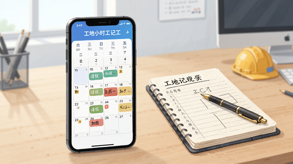 һ��չʾ������Сʱ���ǹ���APP���ڹ������ܵĽ���廭���������ֻ���Ļ��ʾ���������������ϱ�ע�˳��ڡ���١��Ӱ�Ȳ�ͬ��ɫ�ı�ǣ��ֻ��Ա߷���һ��ֽ�ʼǹ�����һ֧�ʣ������Ǽ��Ĺ��ذ칫�����棬���������������������������޶���Ԫ��