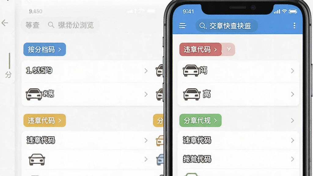 ��ͨΥ����������������棬�ֻ���Ļչʾ���۷ֵ��η����Υ�´����б���ÿ���в�ͬ��ɫ��ǩ���Ű����룬��������׶������ʸ��壬�ɾ�����