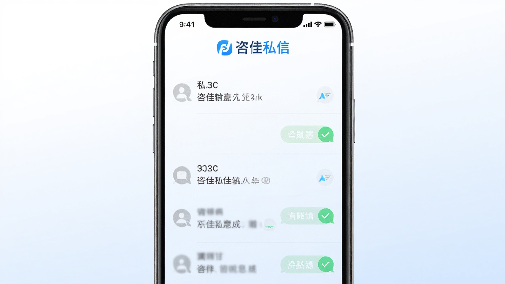 咨佳私信软件主界面截图,手机屏幕中央显示简洁的私信对话列表,顶部有咨佳私信蓝色Logo,背景为白色渐变浅蓝,界面干净整洁,风格现代简约,画质清晰,无多余元素
