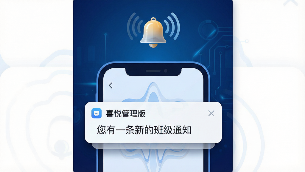 一张展示消息推送提醒功能的界面截图风格插画,画面中手机屏幕弹出