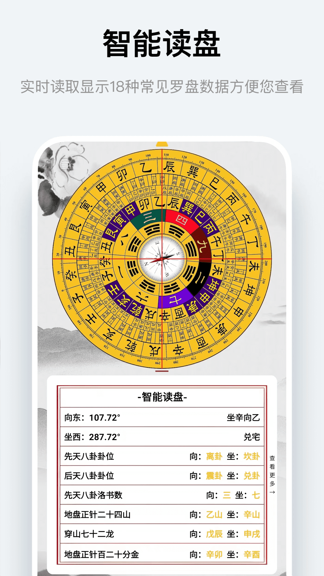 风水方位指南针 安卓版 操作界面