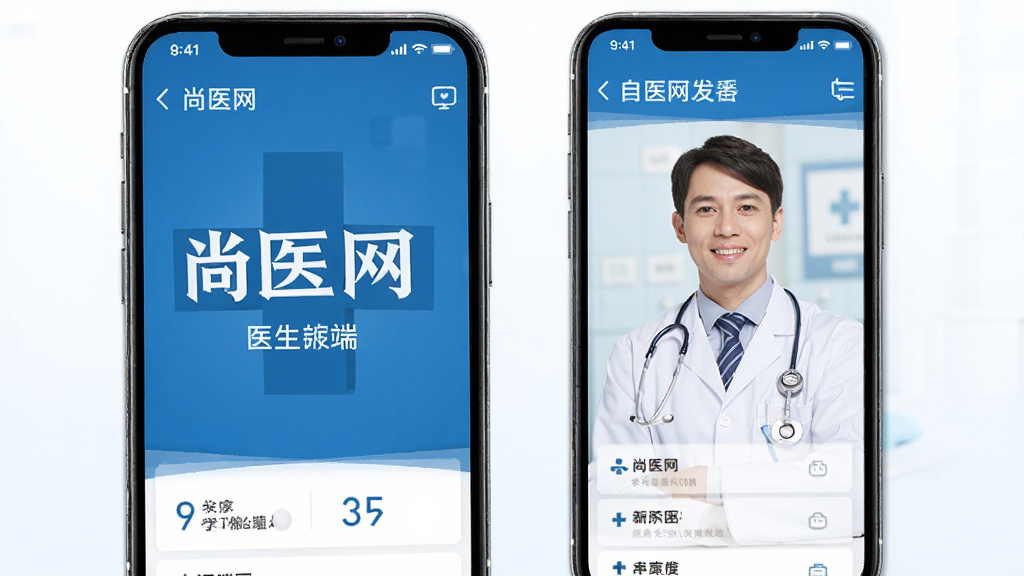 尚医网 医生端 手机 界面 展示 蓝色 医疗 风格 干净 简约 高清 画质