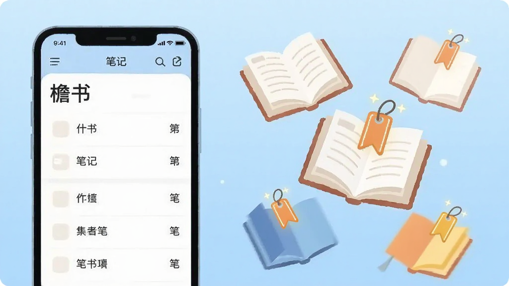 һ�ű�ƽ���廭���ͼƬ�����������һ���ֻ�����Ļ��ʾ�����顱�ʼ��б����Ҳ�Ư���ż����������鼮�ͷ������ǩͼ�꣬����Ϊǳ��ɫ���䣬���������¼�࣬���ʸɾ����޶���Ԫ��
