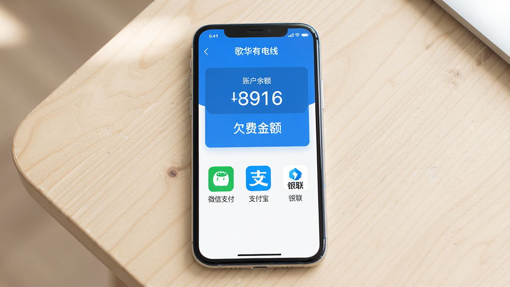 һ���ֻ���Ļ��չʾ�軪����App�Ľɷ�ҳ�棬ҳ��������ʾ�˻�����Ƿ�ѽ��·��г�΢��֧����֧��������������֧����ʽͼ�꣬������ɫ����ɫ�Ͱ�ɫΪ������ƽ����ƣ�����ɾ����ֻ�������ǳɫ�����ϣ����������������������޶���Ԫ�أ��Ű���У����������