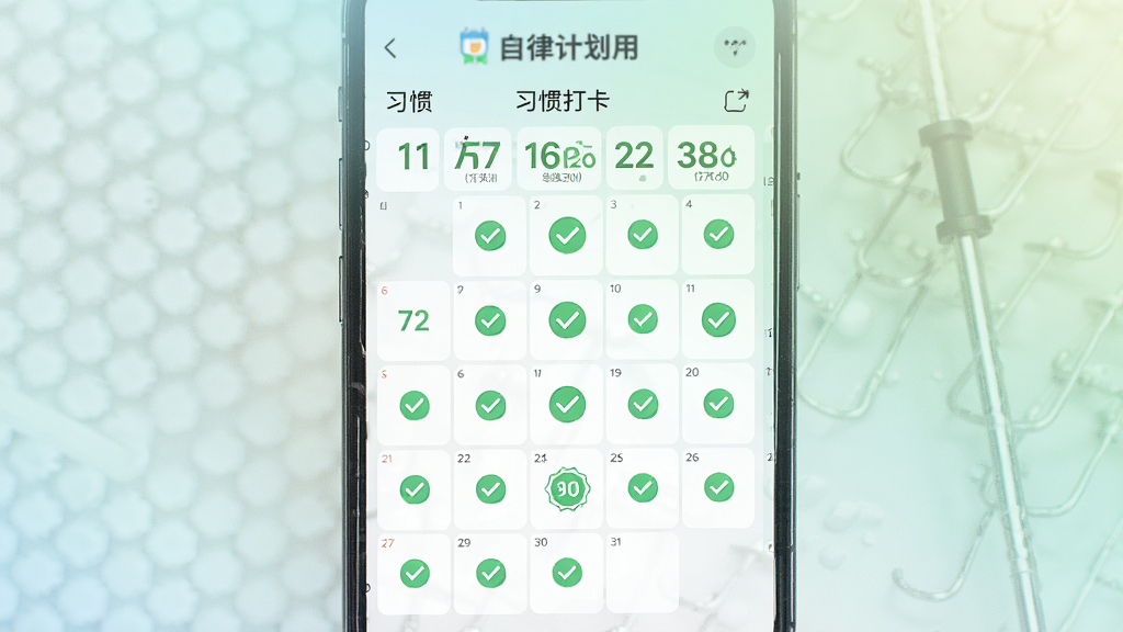���������ɼƻ�Ӧ���е�ϰ�ߴ�����ҳ�棬����Ϊ�����ֻ�������У��Ű�������������������������Ŀչʾ�����Ϊ����ǳɫ��ƽ��ƣ�ϸ�ڰ�����ɫ�Թ�ͼ�ꡢ�����������¡���ͽ��䱳�������ʸ���ɾ��޶���Ԫ��