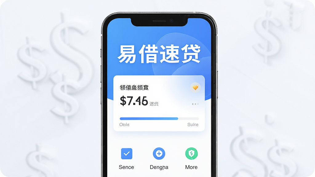 一部智能手机竖屏展示金融理财类App界面,上方用大号粗体字写