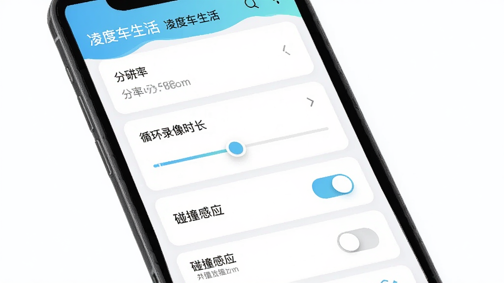 ��������ȳ�����APP���ý��棬����Ϊ�ֻ���Ļ��ʾ�������ѡ���б����Ű���÷��鿨Ƭʽ���֣����Ϊ����ǳɫUI���ϸ�ڰ����ֱ���ѡ�ѭ��¼��ʱ�����顢��ײ��Ӧ���صȿؼ������ʸ���ɾ��޶���Ԫ�أ�ͼƬ�����ֱ�ע