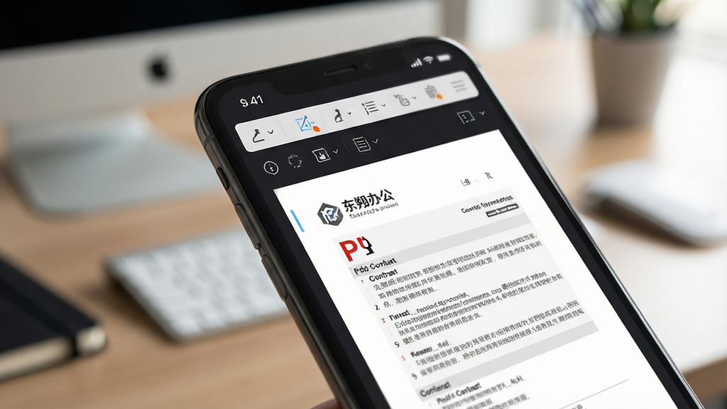 �ֻ���Ļ��д����ʾ����˷�칫���ĵ�Ԥ�����棬һ��PDF��ͬ�ĵ������ɼ�����Ļ�Ϸ�����ע������������Ϊģ���İ칫����������ͣ���������רҵ������ϸ�壬�ɾ�������Ԫ��