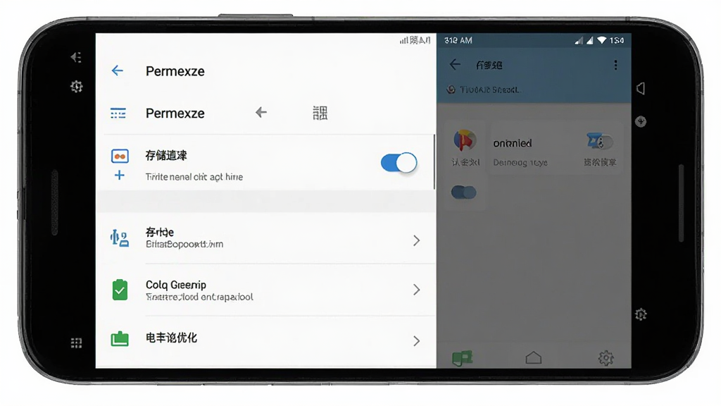 邦证课堂手机端安装设置示意图,主体为手机屏幕显示权限管理页面,布局居中,排版简洁,风格为安卓系统设置界面,细节包含权限开关、存储选项、电池优化入口,画质清晰,干净,无多余元素