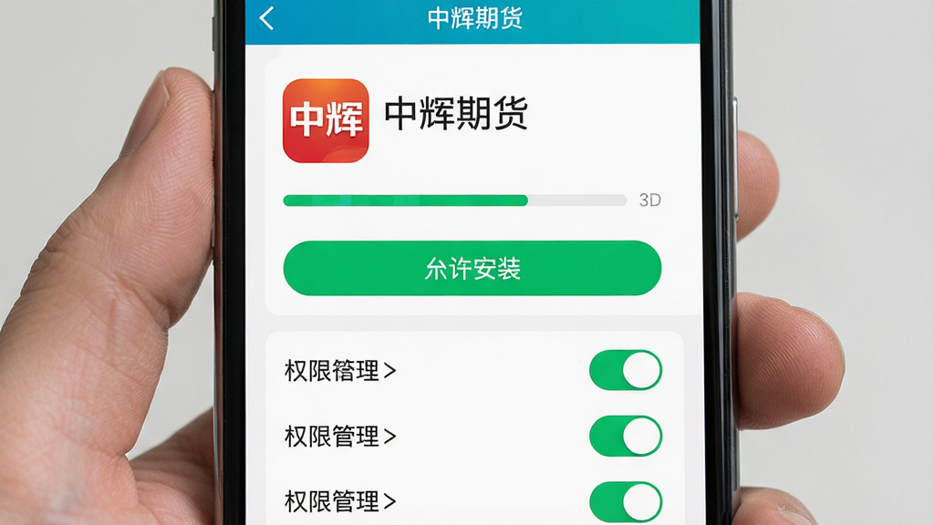 һ��չʾ�л��ڻ��ֻ�App��װ��Ȩ�����ý����AI��ͼ������Ϊ�ֻ���Ļ��ʾӦ�ð�װ��������Ȩ�޹��������б�������Ϊ������д�����Ϊ���̷̳磬ϸ�ڰ������л��ڻ���Ӧ��ͼ�ꡢ������װ��ť��Ȩ�޿��أ����ʸ��壬����ɾ����޶���Ԫ��