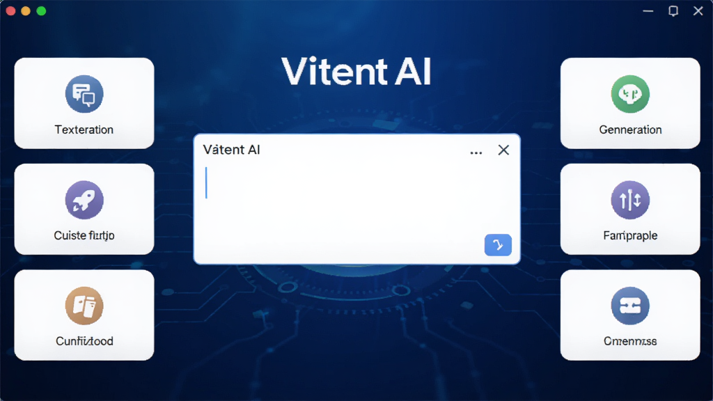 Vitent AI ����������ȫ��չʾ�������Ǽ��ĶԻ��������Χ�������ı����ɡ����⸨������ɫ���Ƶ�ģ��ͼ�꣬����Ϊ��������Ƽ���񣬽�������������ע��Vitent AI�������岼�ָɾ����࣬���ʸ��壬�޶���װ��Ԫ��