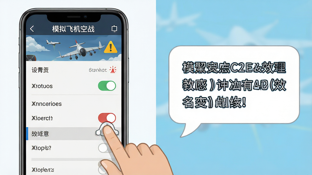 画面主体为一部智能手机屏幕显示游戏设置界面,旁边有手指点击关闭特效选项的示意,布局采用左右分栏,左侧为手机界面截图,右侧为文字提示气泡,排版为教程说明图风格,细节包括设置菜单、开关按钮、温度警告图标,画面中可加入文字