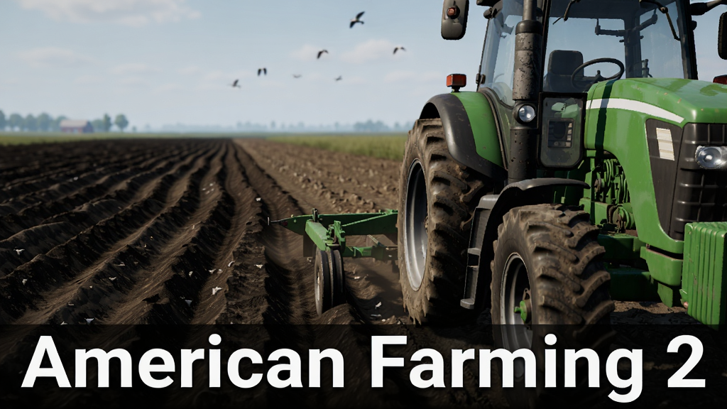 American Farming 2 ũ��������д���棬������һ̨��ɫ���������������ҵ�����ֽ����������ڻ����Ҳ࣬�������չʾ���������ɫ�����������Ű��ڻ���ײ��ð�ɫ�����ע American Farming 2�����Ϊдʵ��Ϸ��ͼ�ʸУ�ϸ�ڰ�����̥���ա�ũ�߽���������Զ�����񣬻���1080P�������ɾ��޶���Ԫ��