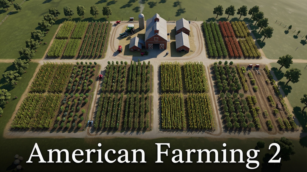 American Farming 2 ��Ϸ��ũ��ȫ����������������ũ������͹Ȳֽ���Ⱥ�����ֲ��öԳ�ʽ��ͼ���Ű��ڻ������·��ð�ɫ���������ע American Farming 2�����Ϊдʵ3D��Ⱦ��ϸ�ڰ�����ͬ����ɫ�顢ũ����ʻ�켣����ľ��Ӱ������4K���壬�ɾ��޶���Ԫ��