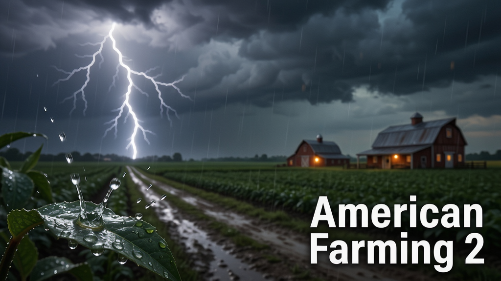 American Farming 2 �����仯�����������������ܲ��µ�ũ������磬���ֽ��������ڻ������Ϸ���ũ���ũ���������·����Ű��ڻ������½��ð�ɫ�����ע American Farming 2�����Ϊдʵ�籩��Χ��ϸ�ڰ�����δ���ҶƬ�ϵ�ˮ������Ţ��·��Զ�����ƵĹȲ֣����ʸ��壬�ɾ��޶���Ԫ��