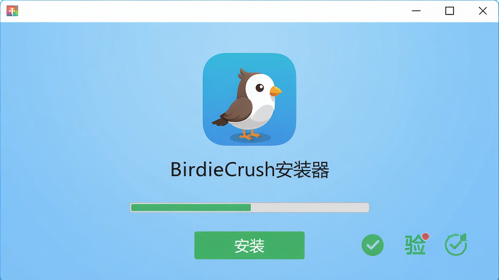 BirdieCrush��װ��������Ԥ��ͼ������������ʾ����ͼ�������ơ�BirdieCrush��װ����������Ϊǳ��ɫ���䣬���ּ�࣬�Ű����������Ϊ��ƽ���Ƽ��磬ϸ�ڰ�������������װ��ť���ļ�У��״̬ͼ�꣬���ʸ��壬�ɾ����޶���Ԫ��