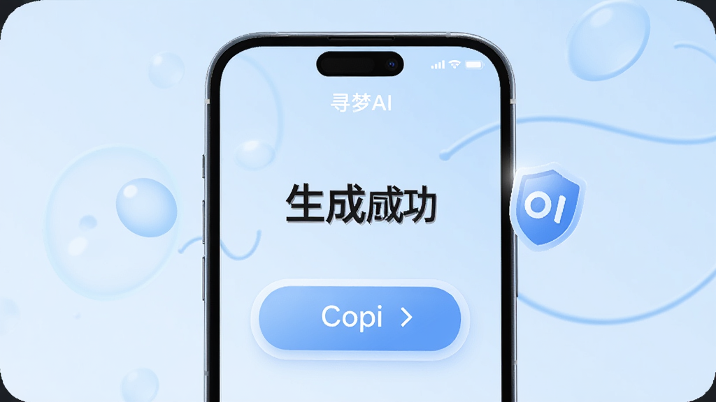 ����չʾ��Ѱ��AI���ֻ����棬��Ļ��ʾ���ɳɹ������븴�ư�ť���Ա��ж���ͼ�������ȫ������Ϊǳ��ɫ��������Բ�ǣ������������ɾ��޶���Ԫ��