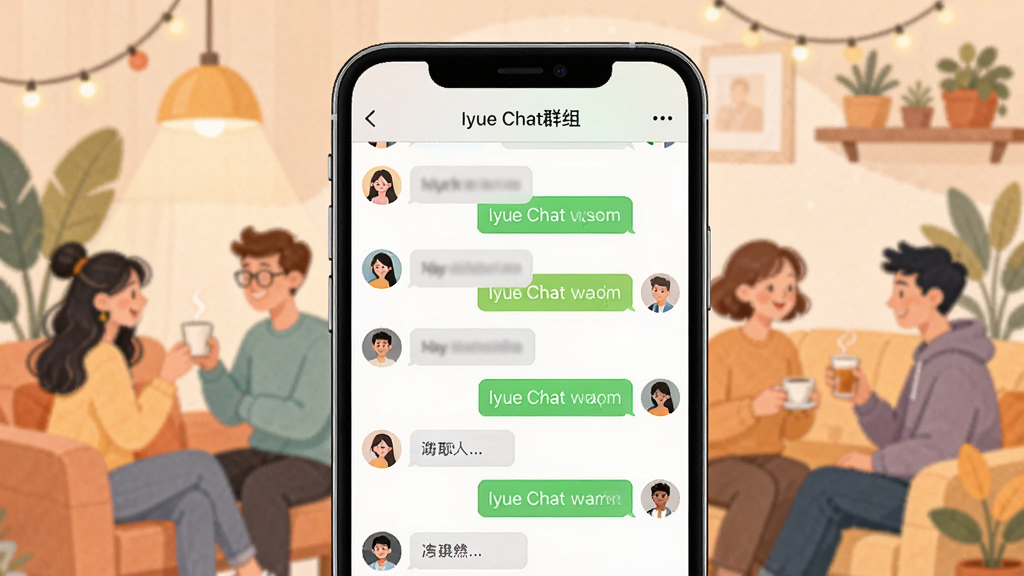 һ���ֻ�չʾIyue ChatȺ�Ľ��棬����û�ͷ�������У����촰������ʾ���˶Ի����ݣ���Ļ�Ϸ���Ⱥ����