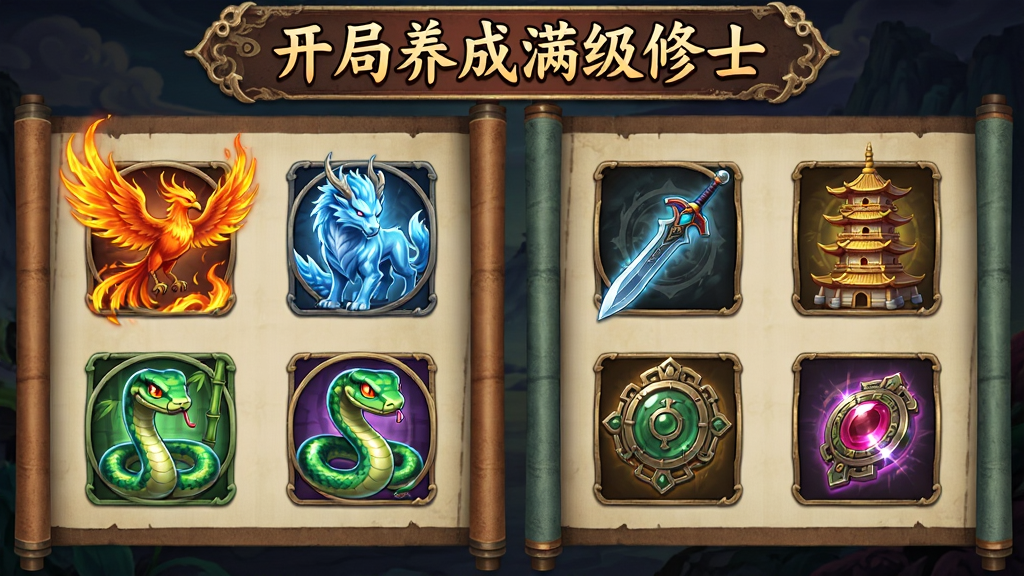 չʾ��Ϸ�ڵ�����뷨�����棬��������Ż����ˡ��������롢�������ߵ����ͼ�꣬�Ҳ�չʾ�ɽ����������ž��ȷ�����������ùŵ������ɫ�ʷḻ����г��ϸ�ھ��£����������������С���������������ʿ����������
