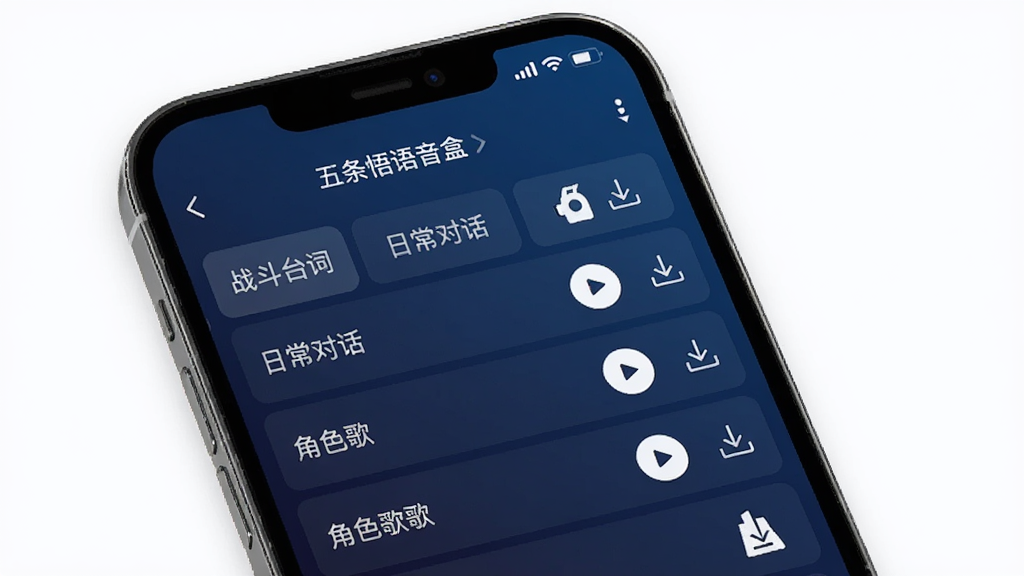 一张展示语音分类界面的手机截图风格图片,画面中手机屏幕显示