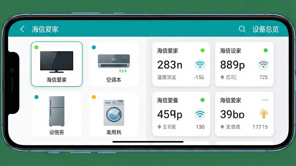 ��������Ϊһ���ֻ�����չʾ���Ű���APP�豸�б�ҳ��������е��ӡ��յ������䡢ϴ�»��ĸ��豸ͼ�꣬�Ҳ��Կ�Ƭ��ʽչʾ�豸����״̬�����ֲ������ҷ����ṹ�����Ϊ��ƽ���Ƽ��磬ϸ�ڰ����豸״ָ̬ʾ�������ݱ�ǩ�����ʸ��壬����ɾ�������Ԫ�أ����������ֱ�ע�����Ű��ҡ��롰�豸������