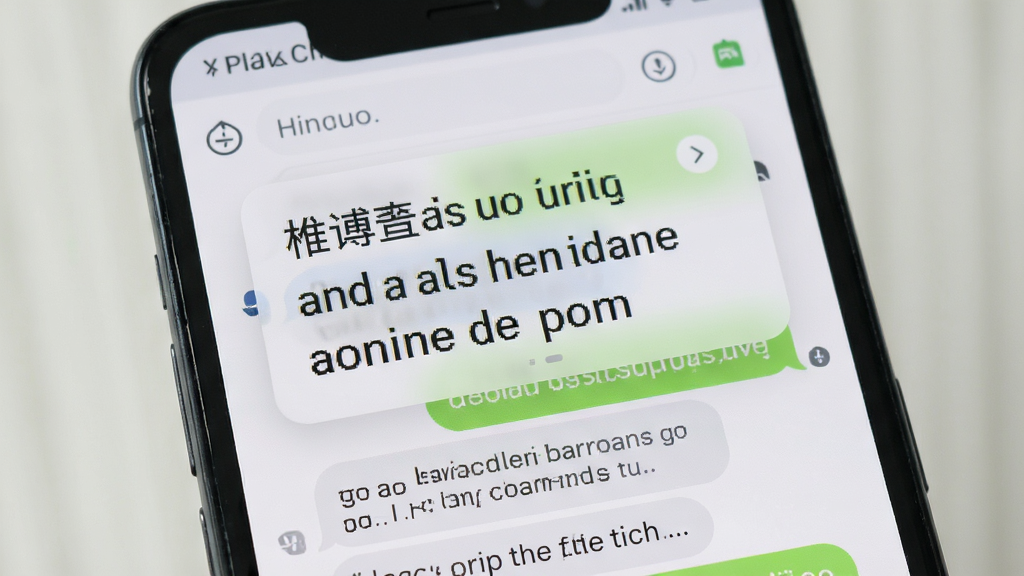 一部安卓手机屏幕上方悬浮着一个半透明的翻译小窗口,窗口内显示着中英文对照文字,手机背景是英文聊天界面,画面风格清新简洁,细节上体现悬浮窗的轻盈感和文字的可读性,画质清晰,干净,无多余元素