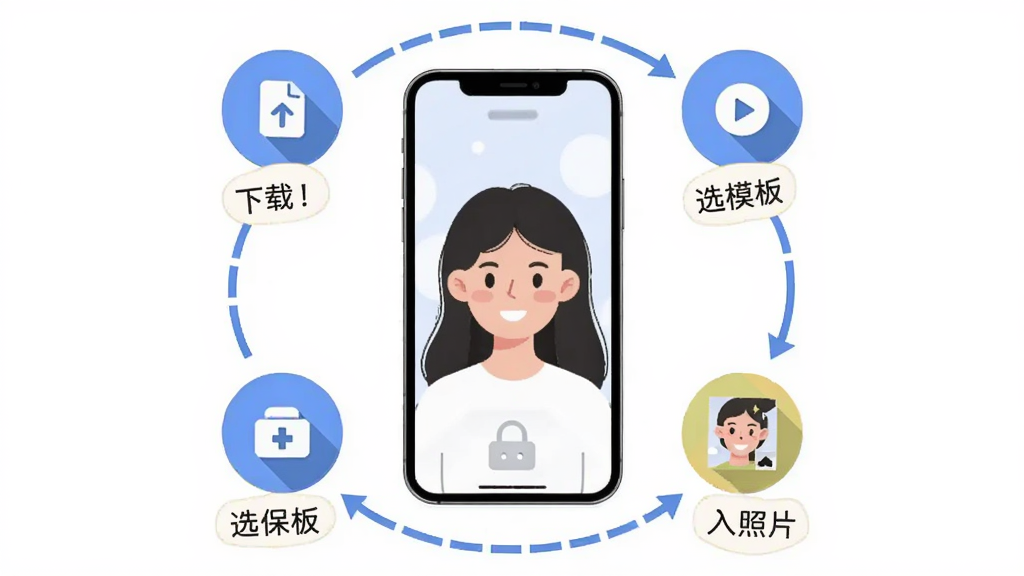 ����AI���ռƻ����ֲ�������ͼ���������ֻ���ĻΪ���ģ���Χ���Ʋ���ͼ�꣬�������ء���װ����Ȩ��ѡģ�塢������Ƭ������Ȼ��ڣ�����Ϊ��������ʽ������ƽ���廭��ϸ����ÿ���������м�����ֱ�ǩ�����ʸ��壬�ɾ����޶���Ԫ��
