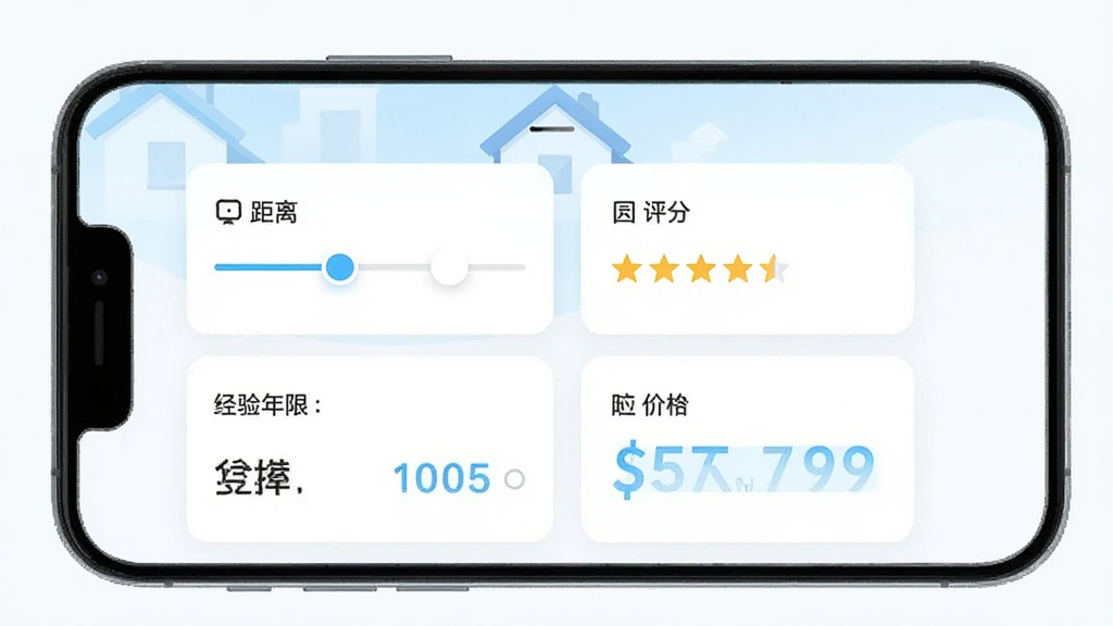 ���Ǽ���APPɸѡҳ���ͼ���ֻ���Ļչʾɸѡ����ѡ��������뻬�顢�����Ǽ����������ޡ��۸����䣬������ÿ�Ƭʽ���֣��������ǳɫ�����������ɾ����޶���Ԫ��
