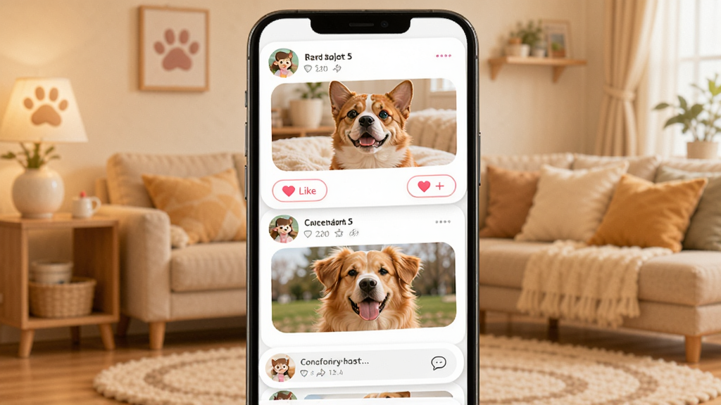 Ŵѩ����APP������������ͼ���ֻ���Ļ��ʾ���������ٲ�������è��͹�������Ƭ�����ް�ť�����ۿ򣬱�������ܰ�ļҾӻ��������������죬�Ű�������£�ϸ�ڰ������ӿ�Ƭ��Բ�Ǻ��û�ͷ���СԲ�򣬻��ʸ��壬�ɾ����޶���Ԫ�ء�