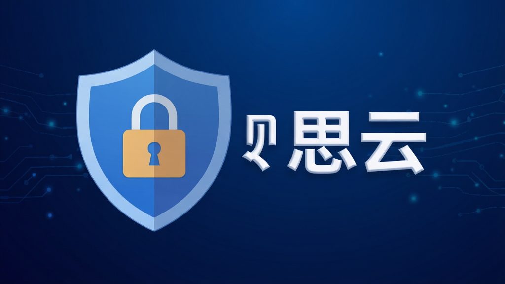 贝思云安全加密功能展示,盾牌图标与锁形图标结合,背景为深蓝色科技感渐变,画面中央显示“贝思云”,扁平化设计,高清画质,干净无多余元素