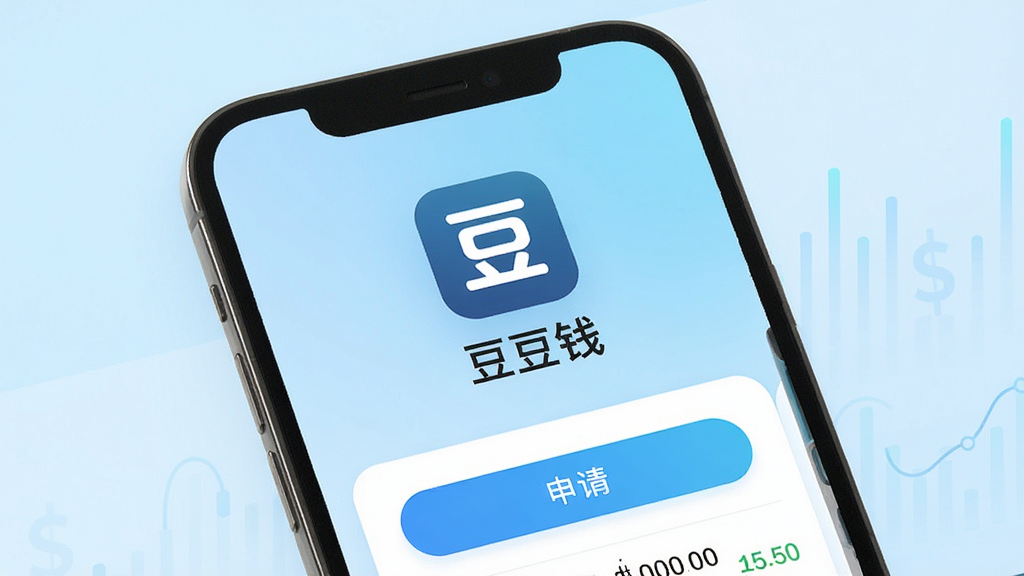 一张手机屏幕展示“豆豆钱”应用主界面的预览图,画面中央为应用图标和名称“豆豆钱”,背景为干净的浅蓝色渐变,界面布局简洁,包含借款额度、申请按钮等核心模块,风格现代金融科技感,细节清晰,画质高清,无多余元素