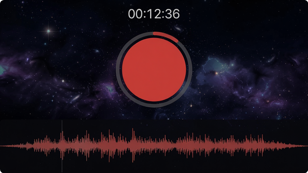 NebulaRec������������д�������Բ�κ�ɫ¼����ť���Ϸ���ʾ¼��ʱ����00:12:36�����·��ǲ��ζ�̬ͼ�����岼�ּ�࣬����Ϊ��ɫ�ǿ����⣬����ƽ����ƣ�ϸ�����������ʸ��壬�ɾ����޶���Ԫ��