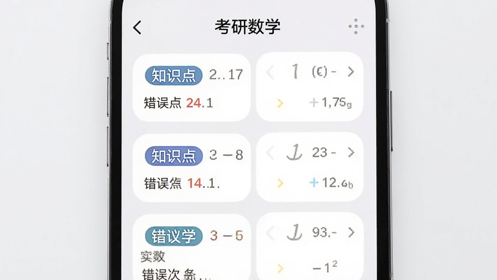 考研数学APP错题本界面,屏幕中显示