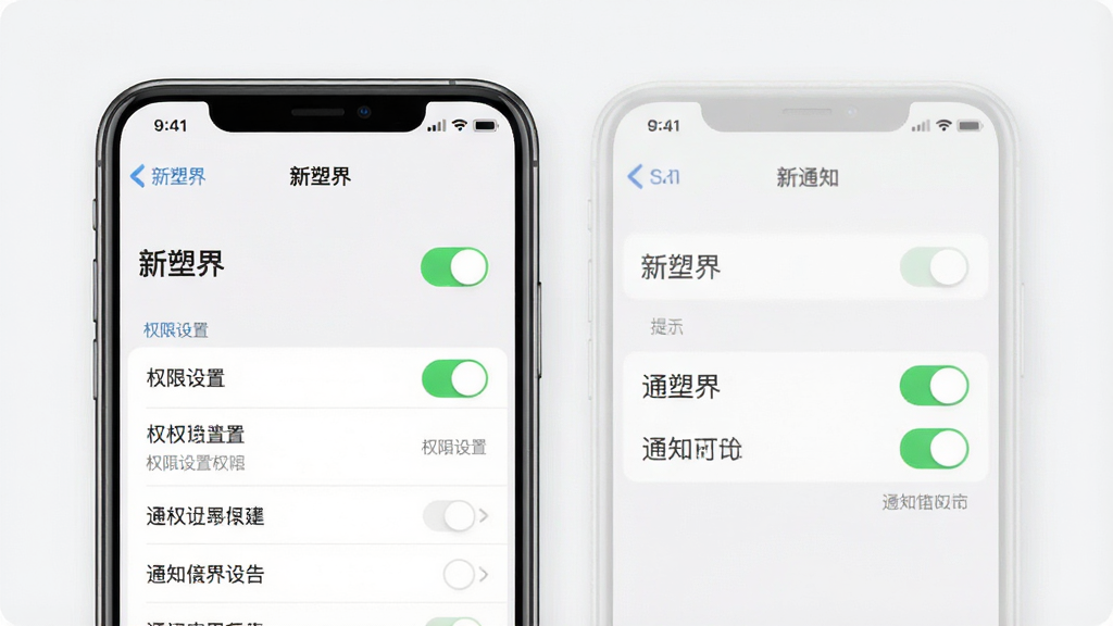 һ�š����ܽ硱�ƶ���ʹ�ù���ʾ��ͼ������Ϊ�ֻ���Ļ��չʾȨ������ҳ����֪ͨ���أ�����Ϊ���·��������Ϊϵͳ���÷磬ϸ�ڰ������ذ�ť��Ȩ���б�����ʾ���֡����ܽ硱������Ϊ���壬����ɾ����޶���Ԫ��