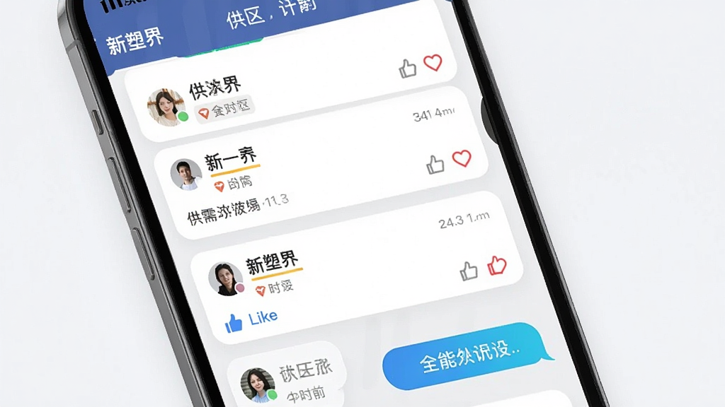 һ�š����ܽ硱����Խ��������������ܵĺϳ�ͼ������Ϊ�ֻ���Ļ��չʾ������Ϣ��Ƭ������Ի����ݣ�����Ϊ�ٲ��������Ϊ�罻Ӧ�÷磬ϸ�ڰ���ͷ�񡢵�����ǩ��ʱ���������ͼ�꣬����Ϊ���壬����ɾ����޶���Ԫ��