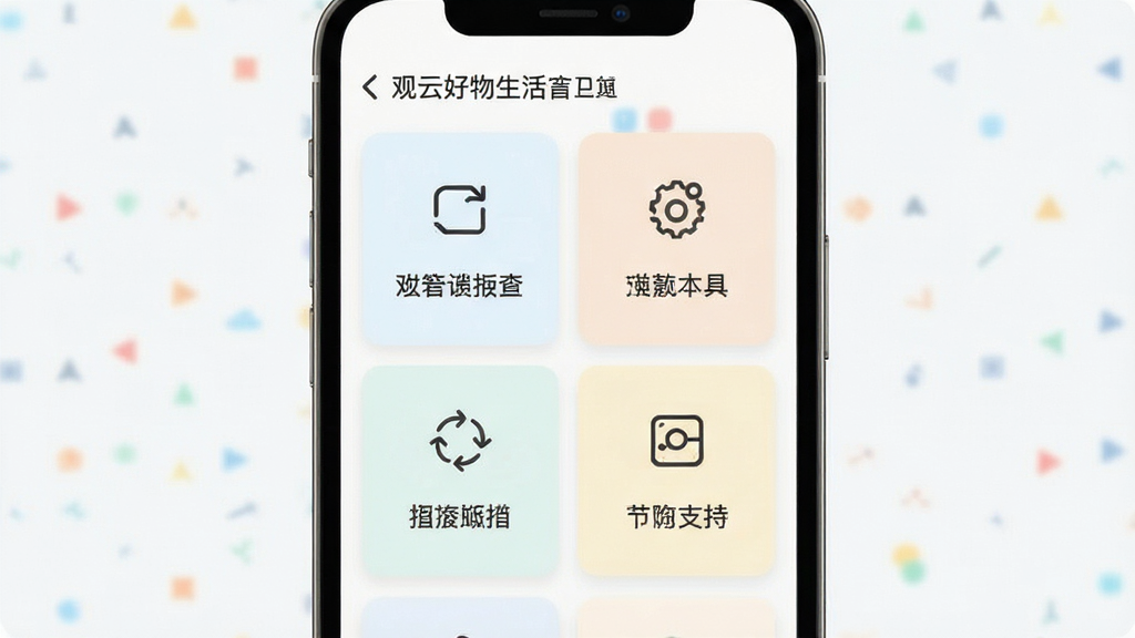 观云好物生活工具箱界面,主体为手机屏幕展示多个工具卡片,布局为两列网格,排版紧凑,风格清爽,细节包含简洁图标、功能名称文字、浅色卡片底色,画质清晰,画面干净,无多余元素