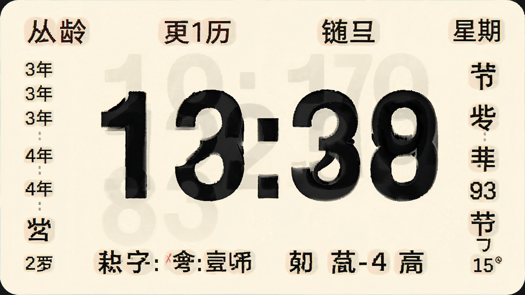 银龄大字万年历超大字体显示界面,画面中央展示醒目的大号数字日期,周围环绕农历、星期、节气等信息,字体粗黑清晰,背景为浅色护眼模式,整体风格简洁大气,画质高清,无杂乱装饰元素