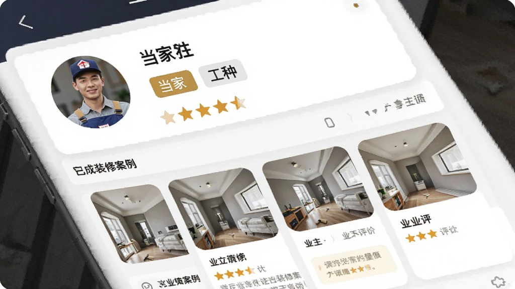 һ��չʾ����APP���˸�����ҳ����ϸ���棬ҳ�����й��˵�ͷ�����������ֱ�ǩ���������֡�����ɵ�װ�ް�������ͼ�Լ�ҵ���������֣������Ǽ��İ�ɫ��Ƭʽ��ƣ��������������������ϸ�壬�ص�ͻ�������ҡ�APP�ڵĳ�����֤��ʶ