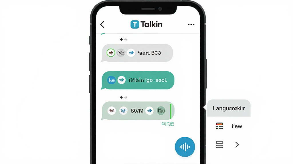 TalkinӦ�ý����ͼ���廭������չʾ�ֻ���Ļ��������棬���Ϊ������Ϣ�뷭�����ݣ��Ҳ�Ϊ�������밴ť������ѡ��˵������涥����ʾTalkin��־������Ϊ�ֻ�����ͼ���У����Ϊ��ˬ�ƶ���UI��ƣ�ϸ�ڰ��������Ա�ǩ�뷭���ͷͼ�꣬�����������ɾ����޶���Ԫ��